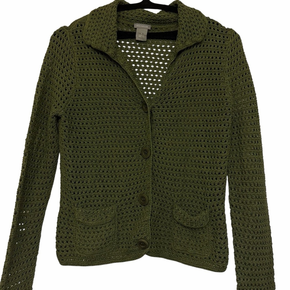 Ann Taylor Open Knit Crochet Cardigan
